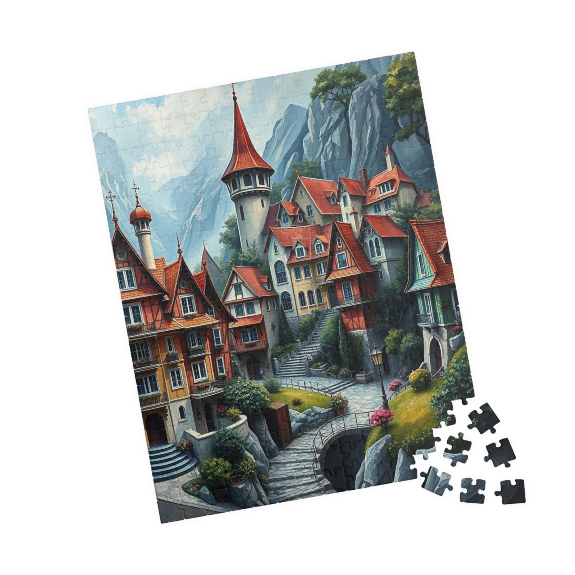 Mystic Village Puzzle (110-1014 Piece), Dreamlike Town with Pastel Buildings, Fantasy Jigsaw for Adults, Puzzle Fanatic Gift for Friends The Puzzle Chest