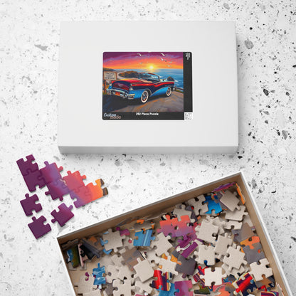 Vintage Car Puzzle, Sky Blue 1953 Buick Skylark Convertible, Classic Vehicle at a Scenic California Overlook, Car Enthusiast Gift for Him Puzzle The Puzzle Chest