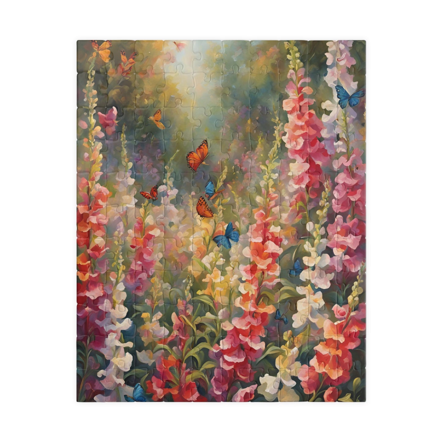 Butterfly and Snapdragon Flower Jigsaw Puzzle, Serene Floral Nature Scene, Ideal Gift for Nature Lovers, Puzzle Enthusiasts, Art Fans 110 pcs (Vertical) Puzzle The Puzzle Chest