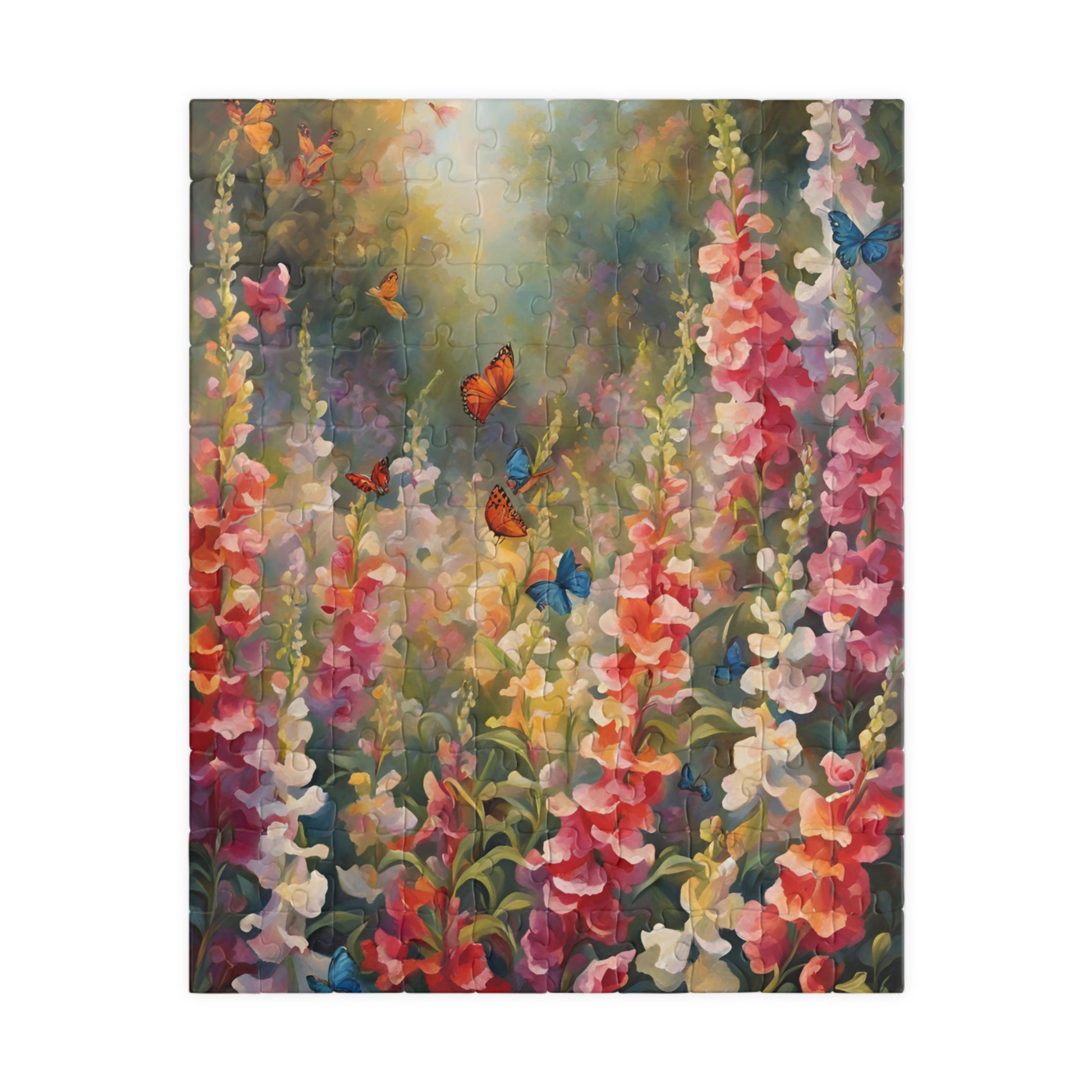 Butterfly and Snapdragon Flower Jigsaw Puzzle, Serene Floral Nature Scene, Ideal Gift for Nature Lovers, Puzzle Enthusiasts, Art Fans 110 pcs (Vertical) Puzzle The Puzzle Chest