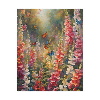 Butterfly and Snapdragon Flower Jigsaw Puzzle, Serene Floral Nature Scene, Ideal Gift for Nature Lovers, Puzzle Enthusiasts, Art Fans 110 pcs (Vertical) Puzzle The Puzzle Chest