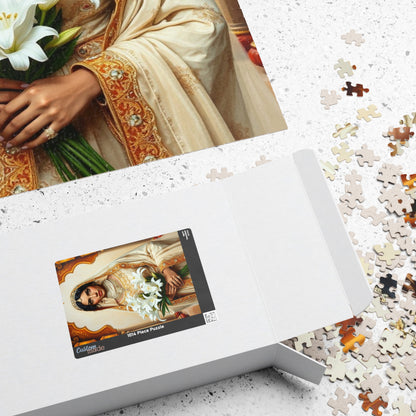 Middle Eastern Bride Puzzle with Gold Ivory Kaftan and Lanterns, Family Friendly Wedding Jigsaw Game, Mindful Activity, Puzzle Lover Gift Puzzle The Puzzle Chest