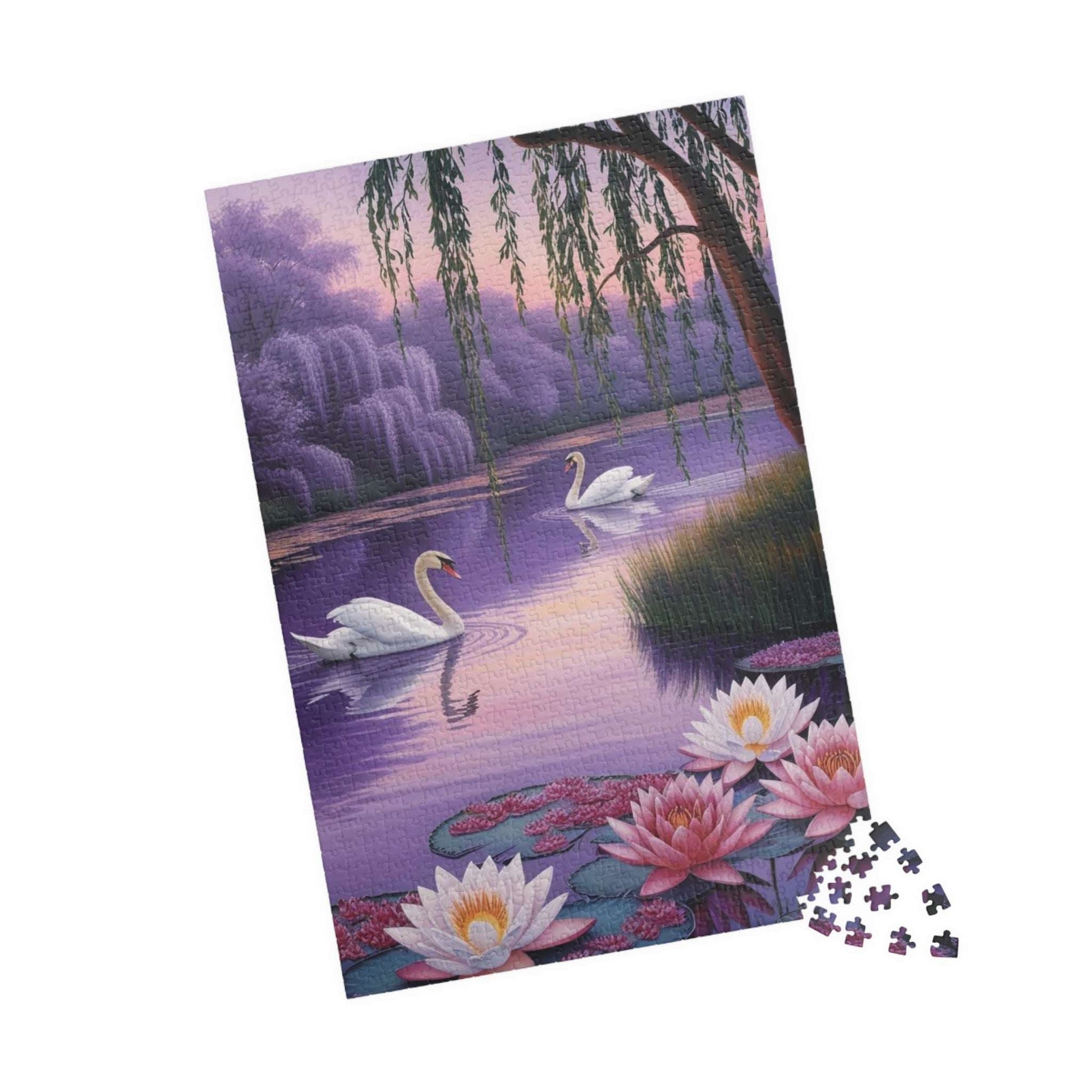 Serene Landscape Puzzle - Swans and Water Lilies - 110, 252, 520, 1014-piece, Gift for Nature Lovers, Family Fun Puzzle The Puzzle Chest