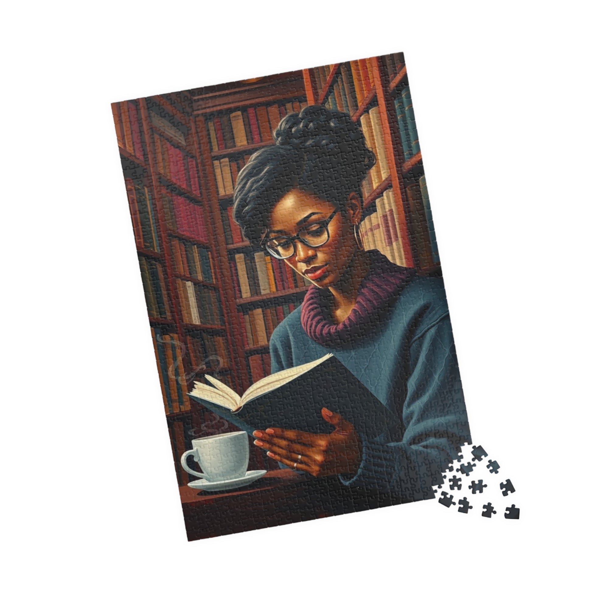 Cozy Afrocentric Reading Puzzle - Black Woman Studying, Perfect Gift for Book Lovers, Relaxing Moments, Family or Solo Fun, Indoor Activity Puzzle The Puzzle Chest