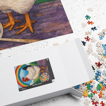Creative Clucks Jigsaw Puzzle - Rainbow Chicken Artist Puzzle The Puzzle Chest