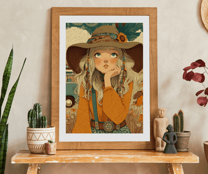 1970s Autumn Cowgirl Jigsaw Puzzle - Boho Meadow, Cartoon-Style Illustration Perfect Gift for Family, Friends, Creative Fun, Home Decor Puzzle The Puzzle Chest