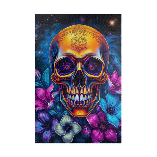 Cosmic Skull Artwork Puzzle for Adults, 110-1014 Piece Gothic Jigsaw Game, Best Unique Gift for Puzzle Lover, Mindfulness Activity, Solo Fun 1014 pcs (Vertical) Puzzle The Puzzle Chest