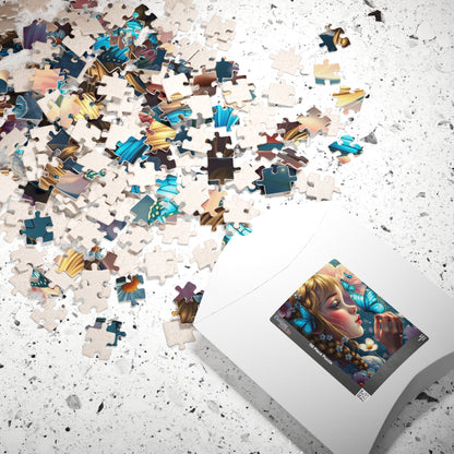 Jigsaw Puzzle Woman and Blue-winged Butterfly, Whimsical Illustration, Mindfulness Activity Relaxing Hobby, Home Entertainment, Brain Teaser Puzzle The Puzzle Chest