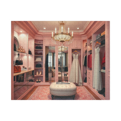 Elegant Boutique Style Closet Puzzle, Luxury Pink and Cream Walk in Closet Jigsaw Game, Relaxing Activity, Mother's Day Gift for Her 520 pcs (Horizontal) Puzzle The Puzzle Chest