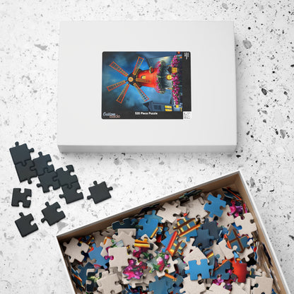 Moulin Rouge Windmill Puzzle, Famous Parisian Landmark Tourist Attraction Jigsaw Game, Vibrant Nighttime Paris Scene, Best Travel Lover Gift Puzzle The Puzzle Chest