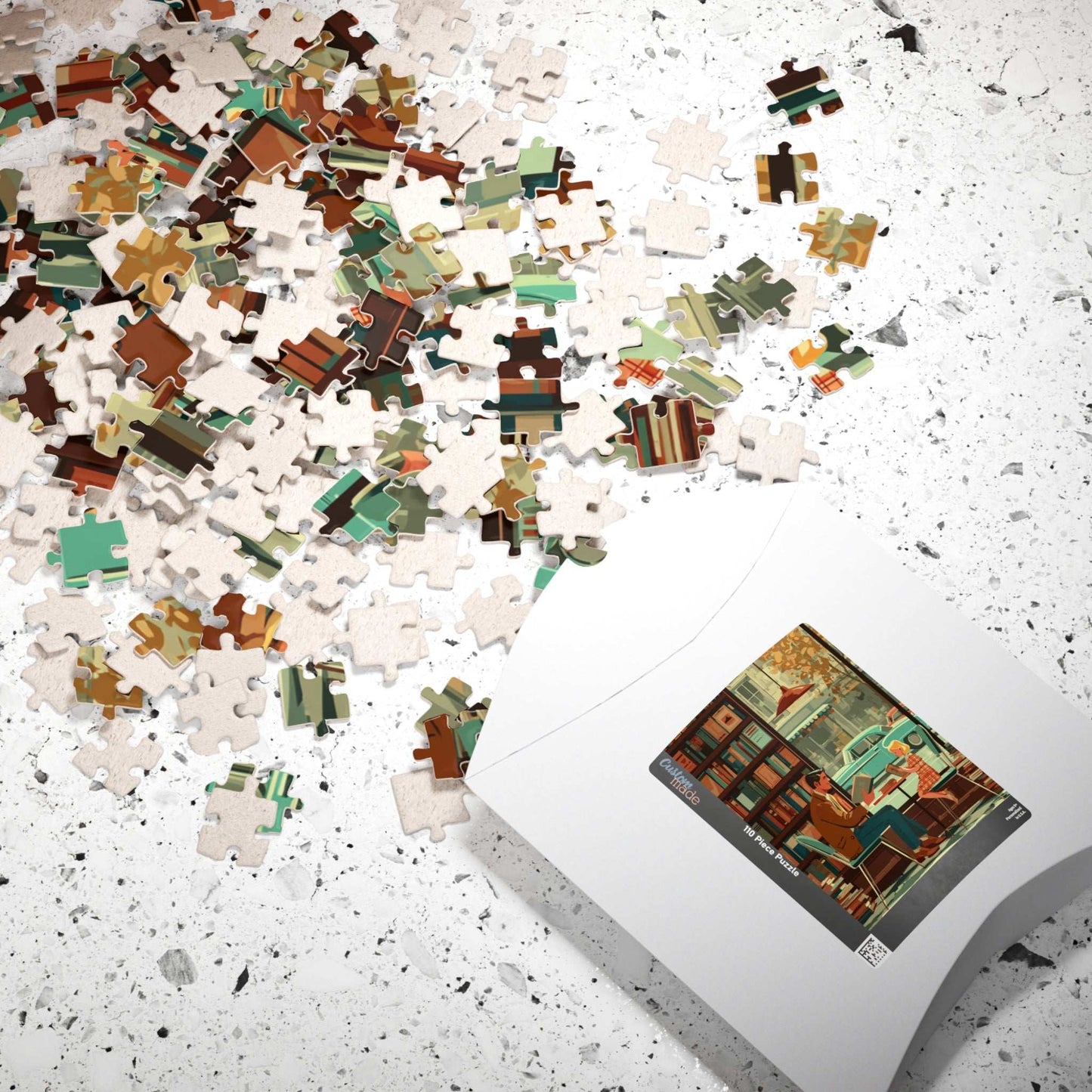 Vintage Book Haven Jigsaw Puzzle - Retro Style Cozy Bookstore, Storybook Cartoon Illustration Puzzle The Puzzle Chest