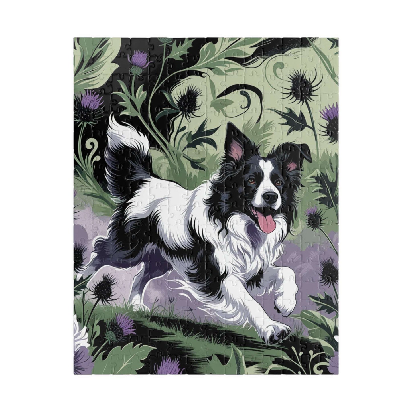 Vintage Border Collie Jigsaw Puzzle, 110 252 520 1014-Piece, Brain Teaser, Gift for Dog Lover Puzzle Enthusiast, Quiet Home Entertainment 252 pcs (Vertical) Puzzle The Puzzle Chest