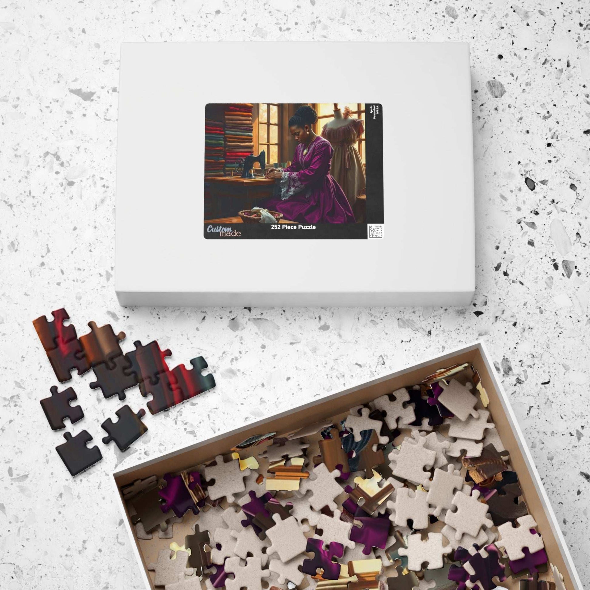 Victorian Black Seamstress Jigsaw Puzzle, Afrocentric Black Woman Art Puzzle The Puzzle Chest