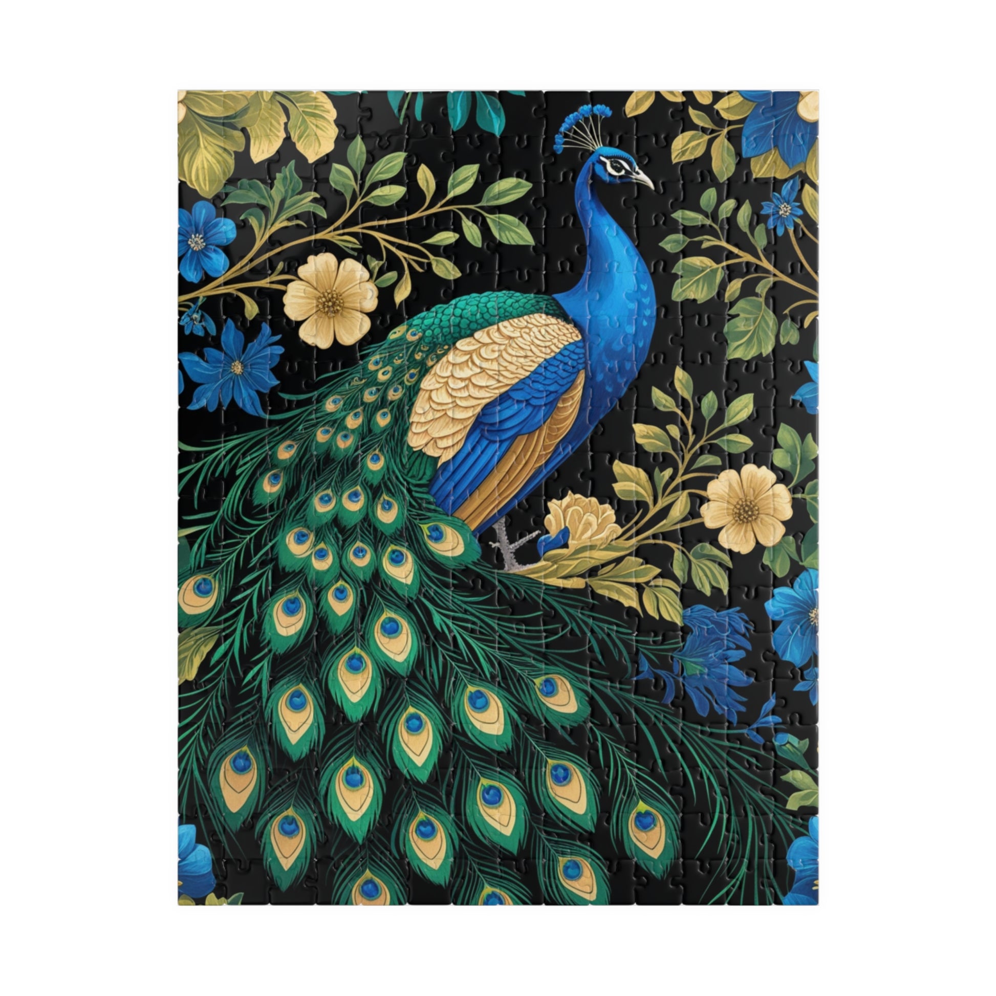 Vintage Peacock Jigsaw Puzzle, Floral Flower Bird Art Design, Tabletop Game Family Activity, Best Gift Animal Lover Puzzle Enthusiast, Hobby 252 pcs (Vertical) Puzzle The Puzzle Chest