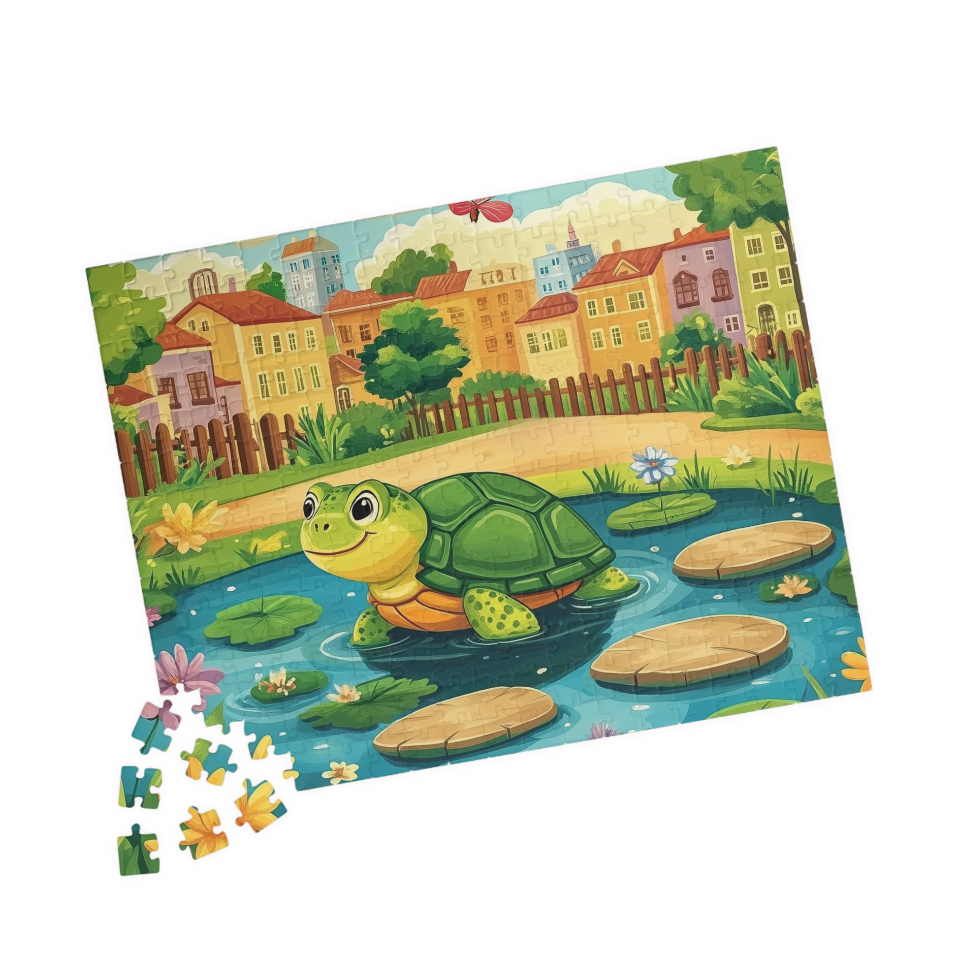 Smiling Turtle Pond Puzzle | Cute Animal Jigsaw Game 252 pcs (Horizontal) Puzzle The Puzzle Chest