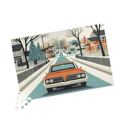 Vintage Car Puzzle | Mid-Century Suburban Street Scene Jigsaw Game