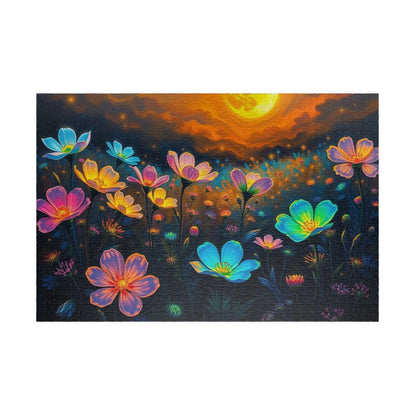 Flower Sunset Jigsaw Puzzle, Relaxing Night Sky Floral Artwork, Indoor Home Entertainment, Mindfulness Activity, Gift for Friends and Family 1014 pcs (Horizontal) Puzzle The Puzzle Chest