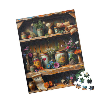 Stitchleaf Spell Shelf Jigsaw Puzzle - Cozy Cottage Folk Art Adult 110-520 Piece Game for Nature Lover, Family Fun, Birthday Gift for Friend Puzzle The Puzzle Chest