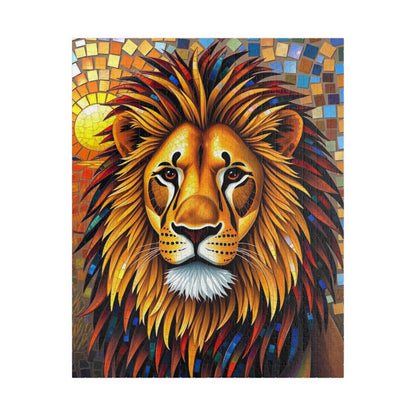 Beautiful Mosaic Lion Jigsaw Puzzle, Majestic Colorful Animal Wildlife Game with Vibrant Savannah Sunset, Animal Lover Art Fan Unique Gift 520 pcs (Vertical) Puzzle The Puzzle Chest