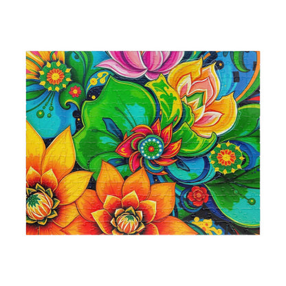 Colorful Floral Puzzle Art, Abstract Jigsaw Game, Family Fun, Friend Gift for Flower Lovers, Home Entertainment Activity, Mindful 252 pcs (Horizontal) Puzzle The Puzzle Chest