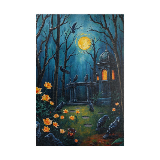 Mystical Graveyard Jigsaw Puzzle, Enchanting Black Raven Gothic Artwork, Gift for Halloween, Cozy Night Activity Solo Fun, Unique Art Puzzle 1014 pcs (Vertical) Puzzle The Puzzle Chest