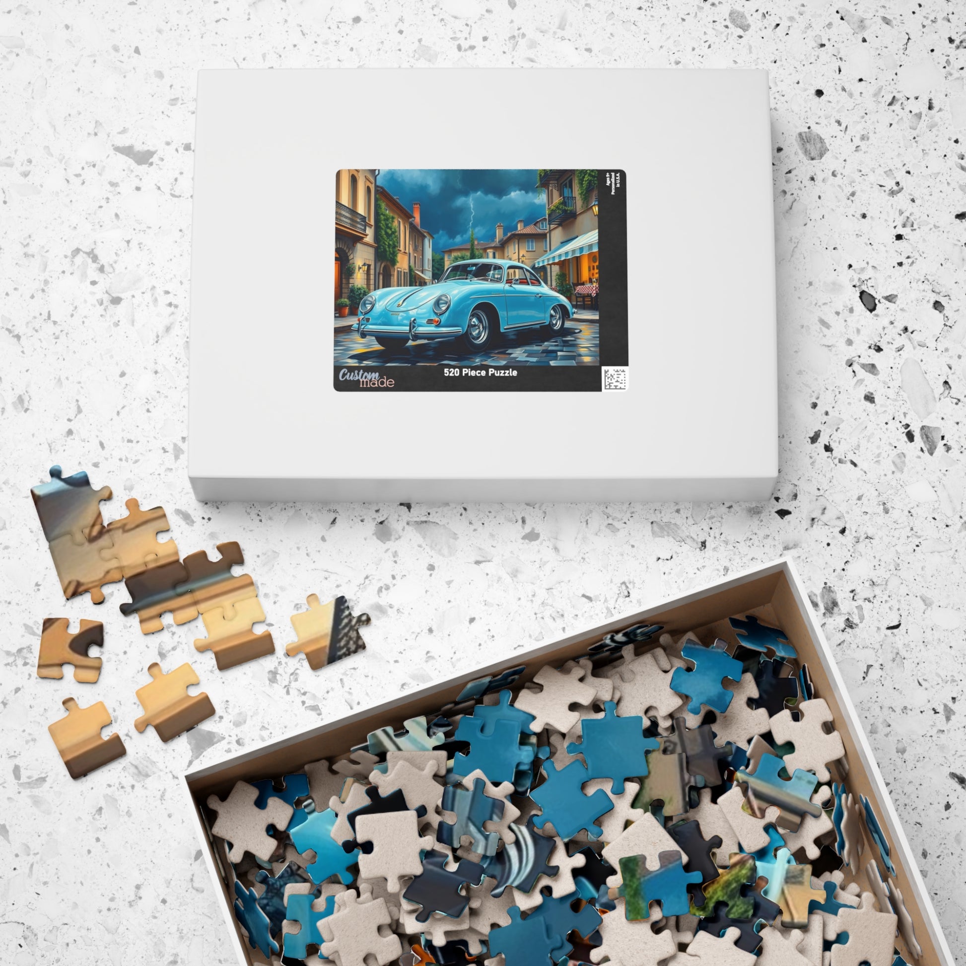 Classic Car Puzzle - Pastel Blue 1955 Vintage Vehicle Jigsaw Game Puzzle The Puzzle Chest