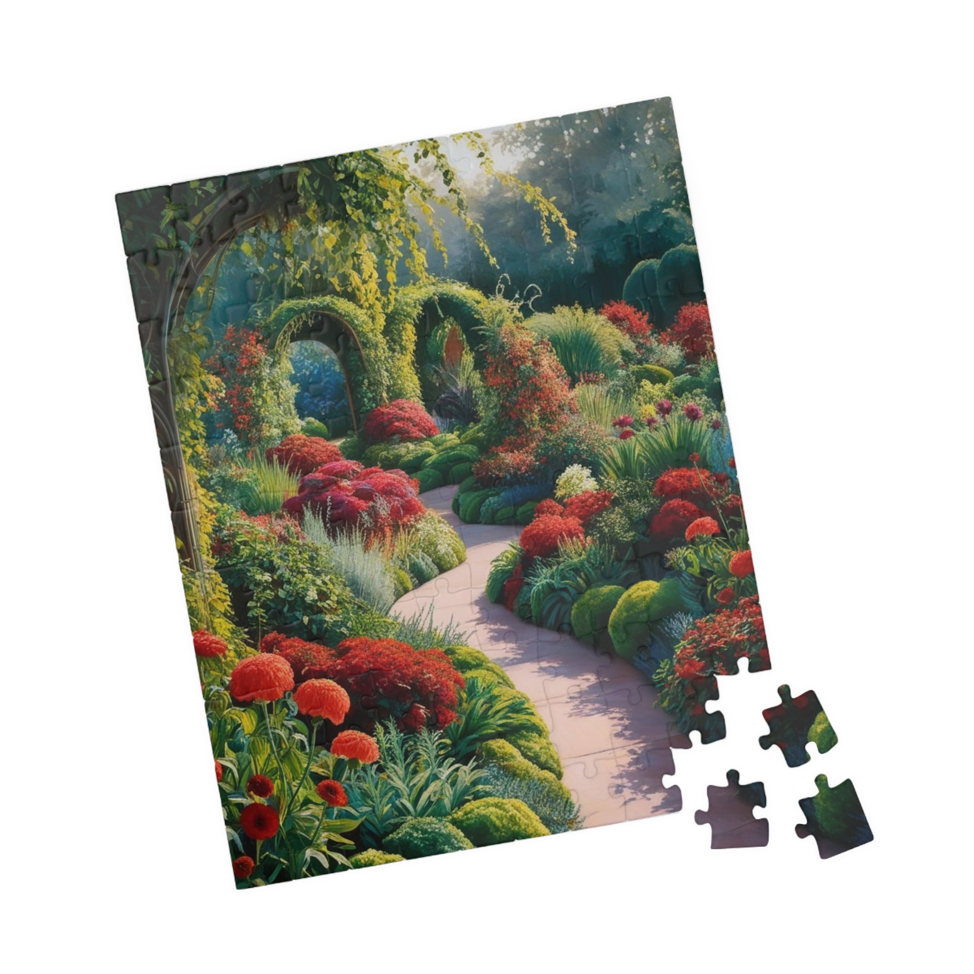 Serene Garden Puzzle - Relaxing Floral Artwork, Flower Jigsaw Game for Adults, Family Fun, Nature Lovers Gift, 110, 252, 520, 1014-piece Puzzle The Puzzle Chest