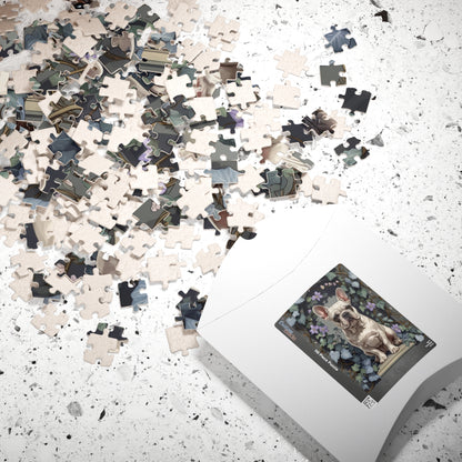 Vintage French Bulldog Jigsaw Puzzle, Floral Nature-Inspired Dog Themed Puzzle Gift for Art Lovers Dog Enthusiasts Hobbyist, Family Friendly Puzzle The Puzzle Chest