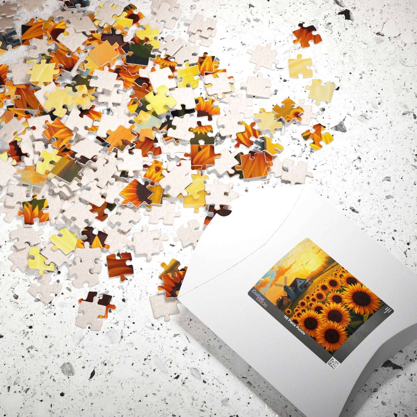 Jigsaw Puzzle, Sunflowers Landscape 110-1014 Piece - Farmhouse Windmill Sunrise, Brain Teaser Game, Family Activity, Home Decor, Gift Idea, Puzzle The Puzzle Chest