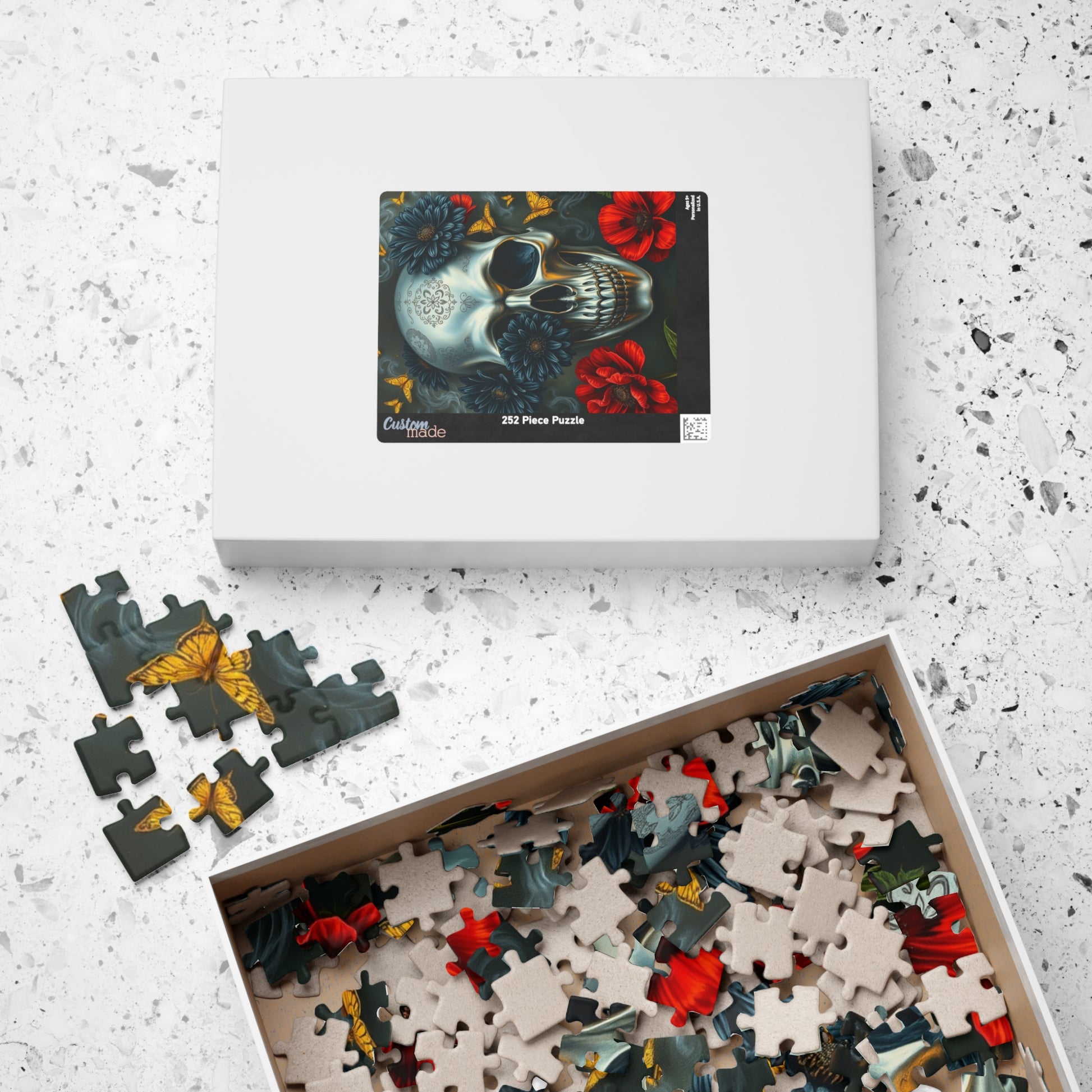 Gothic Skull Floral Puzzle | Artistic Day of the Dead Jigsaw Game for Adults, Gift for Puzzle Lovers Dark Art Enthusiasts, Unique Challenge Puzzle The Puzzle Chest