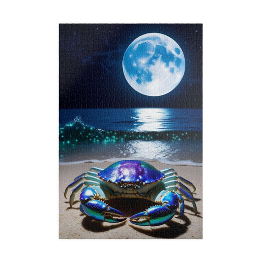 Magical Ocean Crab Jigsaw Puzzle, Cancer Zodiac Sign Game for Adults, Moonlight Beach Scene, Gift for Astrology Lover, Family Game Night 1014 pcs (Vertical) Puzzle The Puzzle Chest