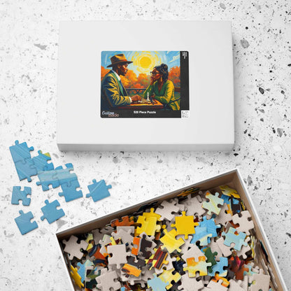 Black Art Jigsaw Puzzle - Black Couple Playing Chess, Afrocentric Gift for Friends, Brain Teaser, Fun Family Game Night Puzzle The Puzzle Chest