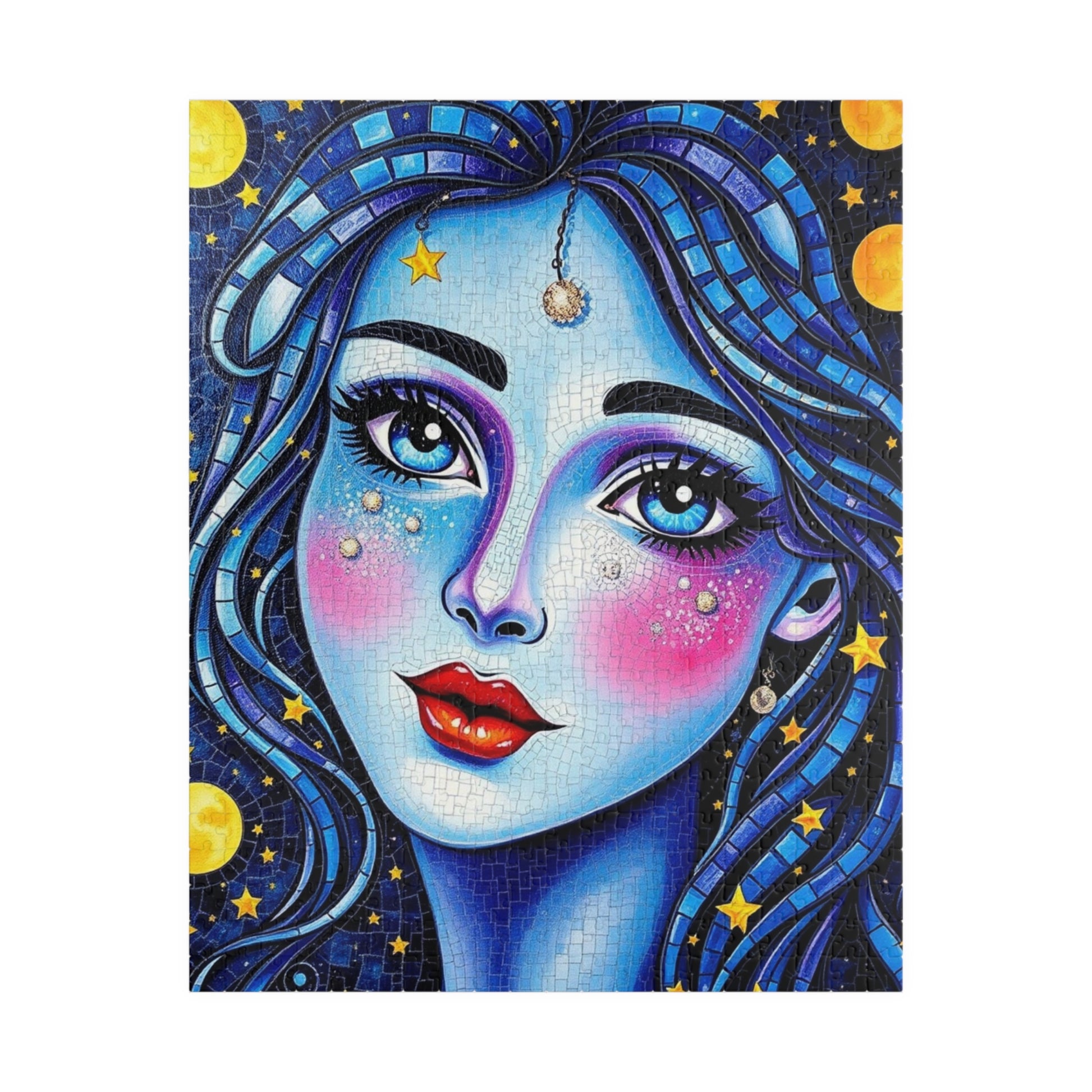 Mosaic Portrait Celestial Woman Puzzle | 110-1014 Piece Stars and Planets Jigsaw Game, Starry Night Artwork, Gift for Puzzle Lovers, Mindful 520 pcs (Vertical) Puzzle The Puzzle Chest