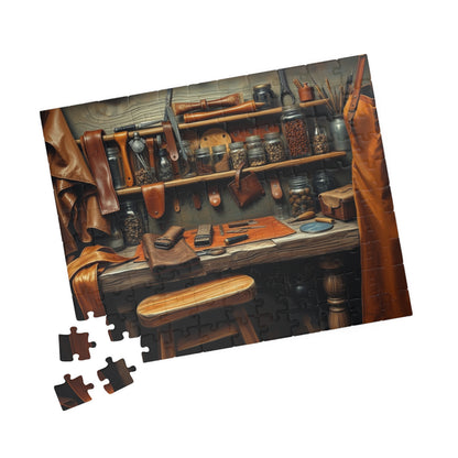 Rustic Leatherworking Bench Puzzle (110-1014 Piece), Leathercraft Work Studio Jigsaw Game, Relaxing Activity for Craft and Puzzle Enthusiast Puzzle The Puzzle Chest