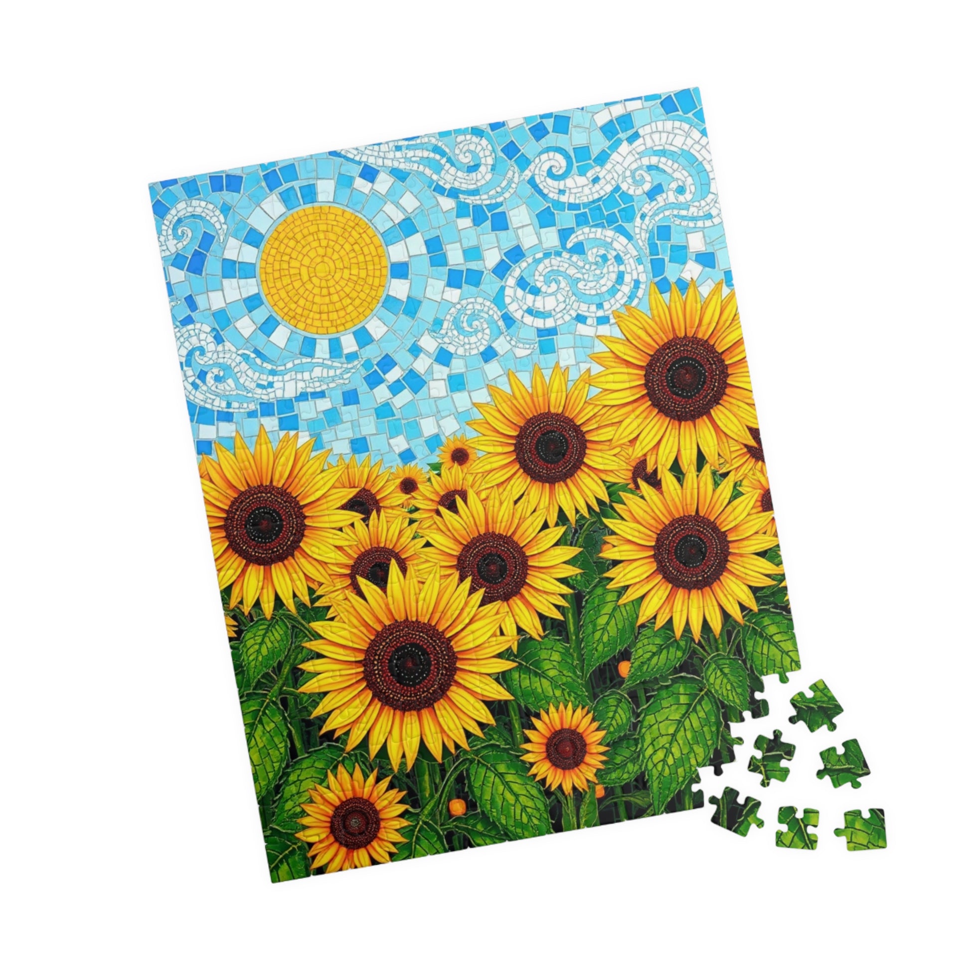 Mosaic Sunflower Puzzle - 110, 252, 520, 1014-piece Serene Floral Jigsaw Game for Adults, Home Decor, Nature Lover Gift, Relaxing Activity Puzzle The Puzzle Chest