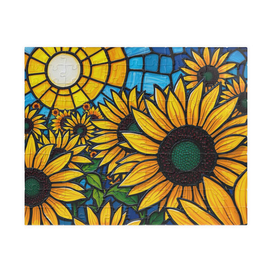 Bright Floral Horizon Sunflower Field Puzzle, Nature Art Landscape Jigsaw Game for Family Game Night, Adult Puzzle Lover Gift, Brain Teaser