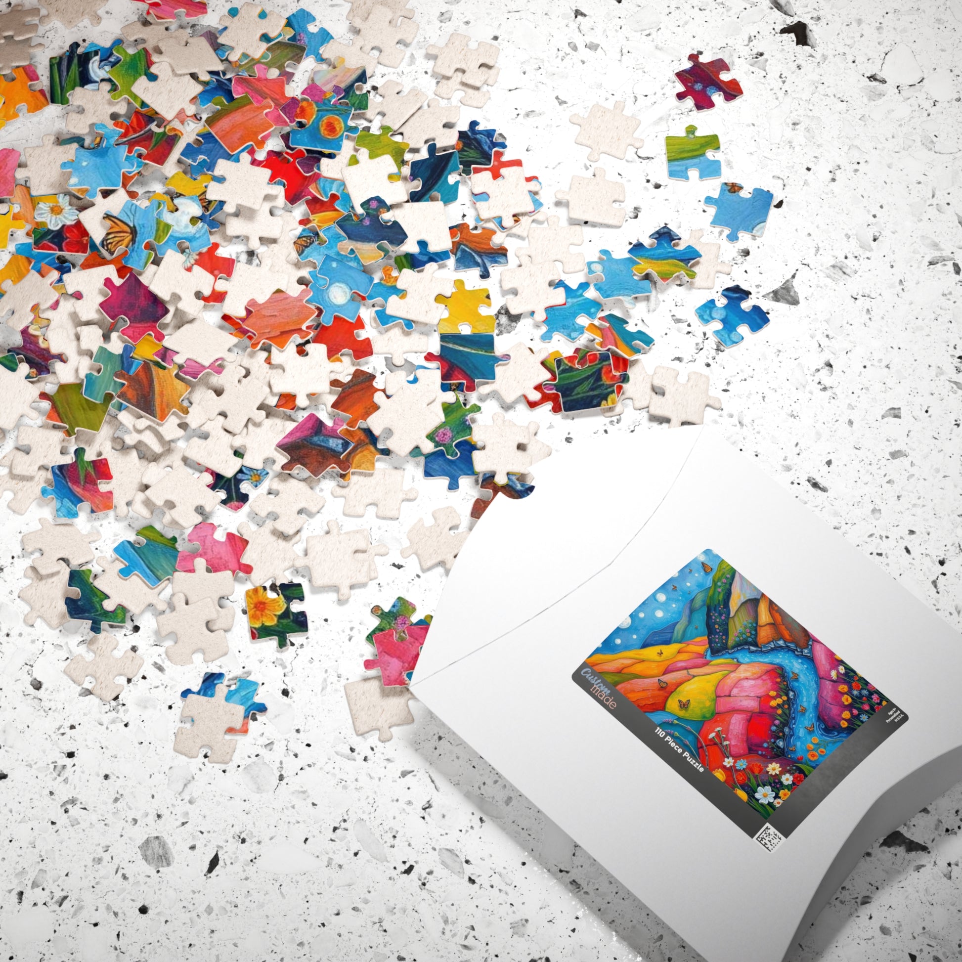 Meadow Stream Melody - River Through Candy Hill Jigsaw Puzzle Collection, Beautiful Nature Puzzle, Colorful Landscape Art, Puzzle Lover Gift, Family Fun, 110/252/520/1014 Puzzle The Puzzle Chest