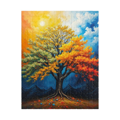 Vibrant Seasonal Tree Puzzle, Landscape Jigsaw Puzzle for Family Activity or Solo Fun, Nature Lovers Gift for Friends 252 pcs (Vertical) Puzzle The Puzzle Chest