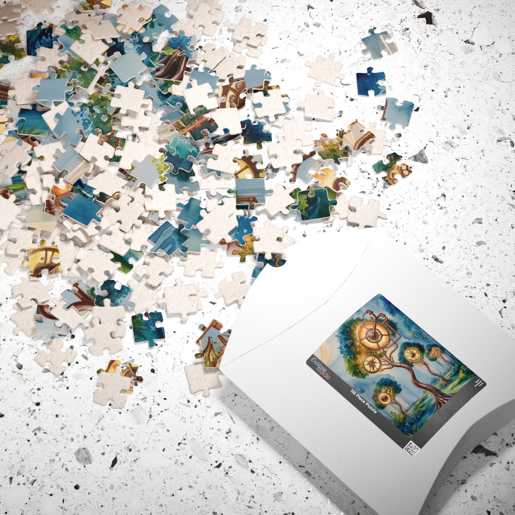 Jigsaw Puzzle - Surreal Landscape with Glowing Gears and Clockwork, Trippy 110, 252, 520, 1014-Piece Puzzle, Unique Gift for Puzzle Lover Puzzle The Puzzle Chest