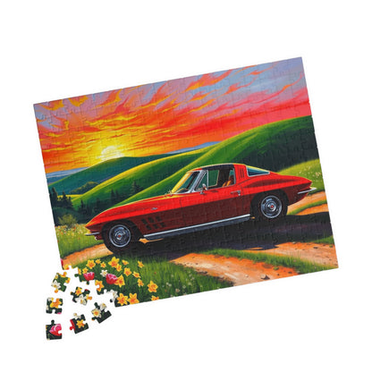 Vintage Auto Sunset Puzzle, Perfect Gift for Classic Car Lover, Family Game Night, Retro 1963 Stingray Jigsaw Game for Adults, Mindfulness Puzzle The Puzzle Chest