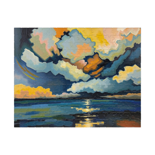 Serene Sunset Puzzle, Unique Abstract Art Jigsaw Game for Family Game Night, Gift for Art Lovers, Home Mindfulness Activity 252 pcs (Horizontal) Puzzle The Puzzle Chest