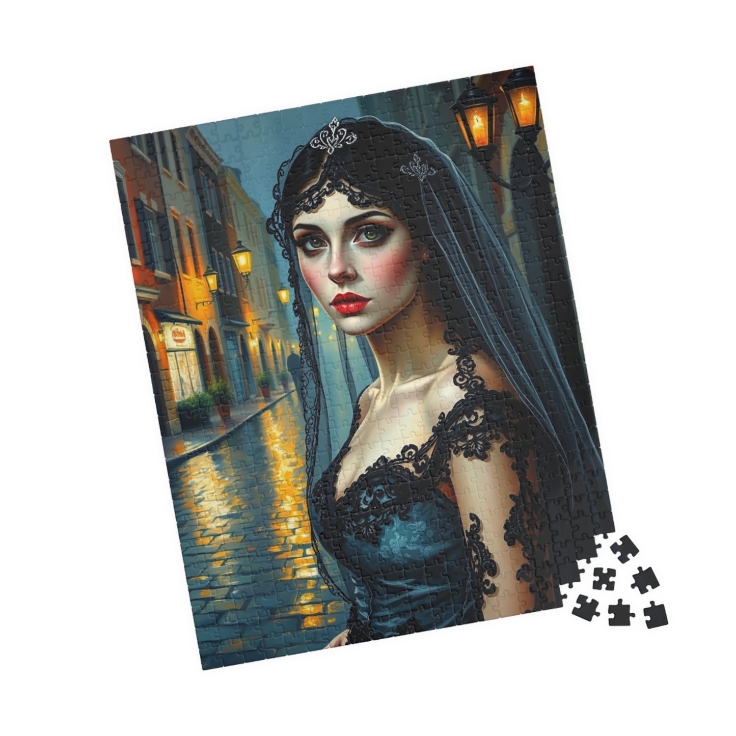 Gothic Bride Portrait Puzzle - Unique Artwork 110, 252, 520, 1014-Piece, Perfect Gift for Puzzle Lovers Dark Art Enthusiasts, Cosplay Puzzle The Puzzle Chest