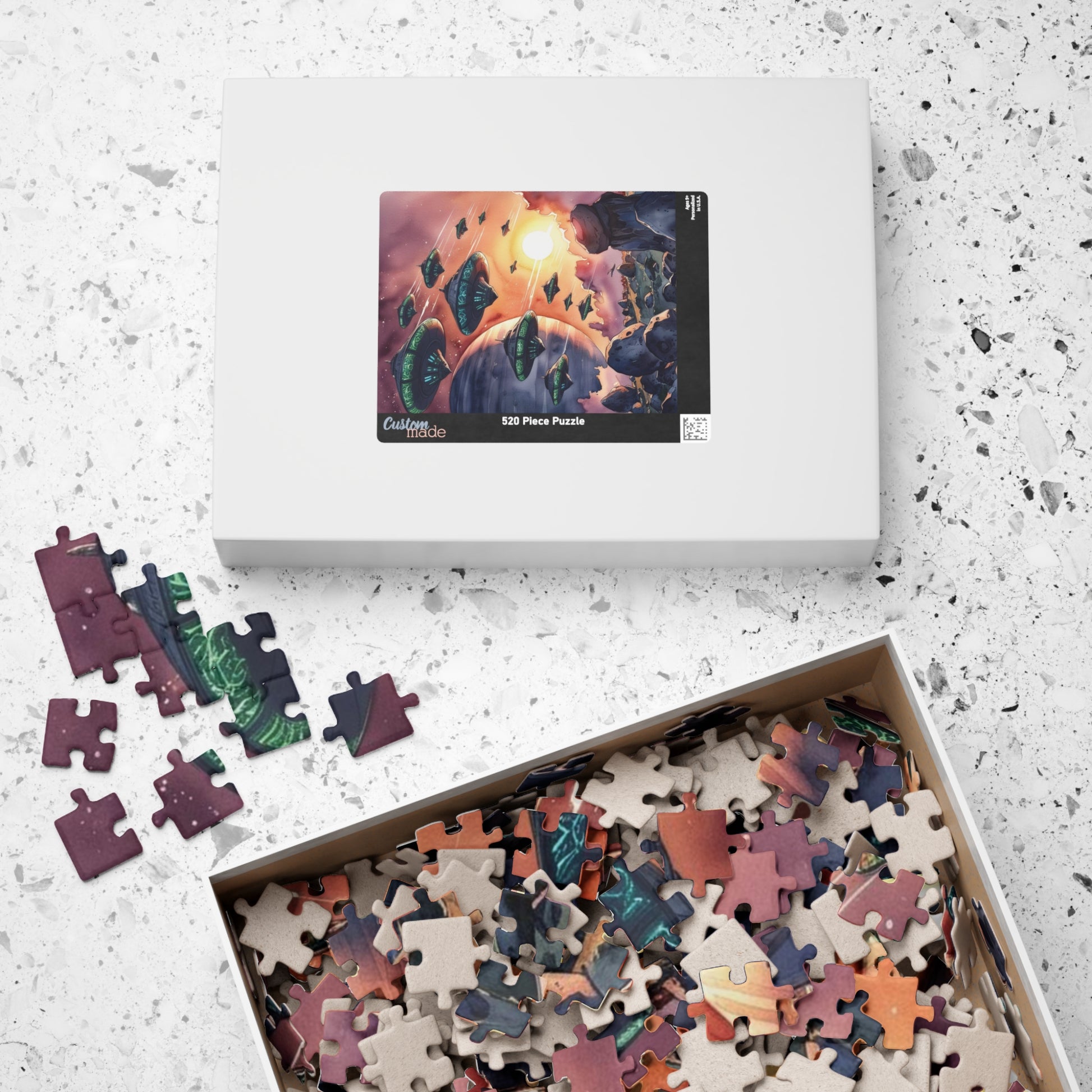 Space Fleet Puzzle, Alien Spaceship Jigsaw Game, Ringed Planet Asteroid Field Puzzle 110-1014 Piece, Sci-Fi Gift, Space Lover, Fun Hobby Puzzle The Puzzle Chest