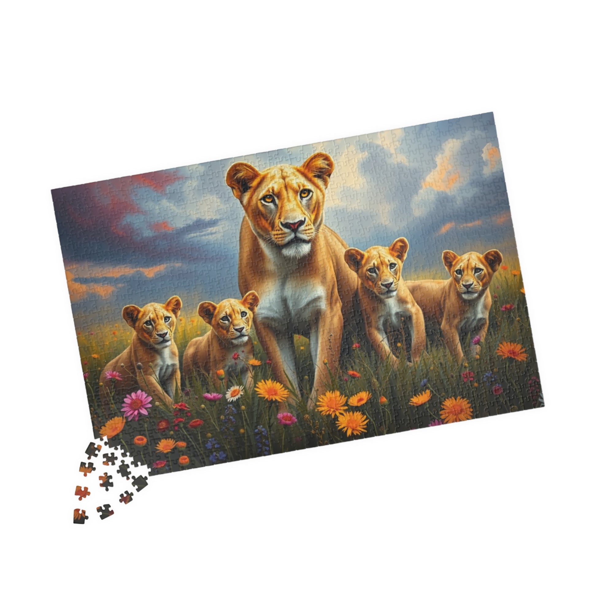 Lioness and Cubs Puzzle | Wildlife Animal Scene Jigsaw Puzzle 1014 pcs (Horizontal) Puzzle The Puzzle Chest