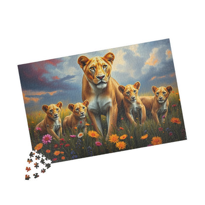 Lioness and Cubs Puzzle | Wildlife Animal Scene Jigsaw Puzzle 1014 pcs (Horizontal) Puzzle The Puzzle Chest