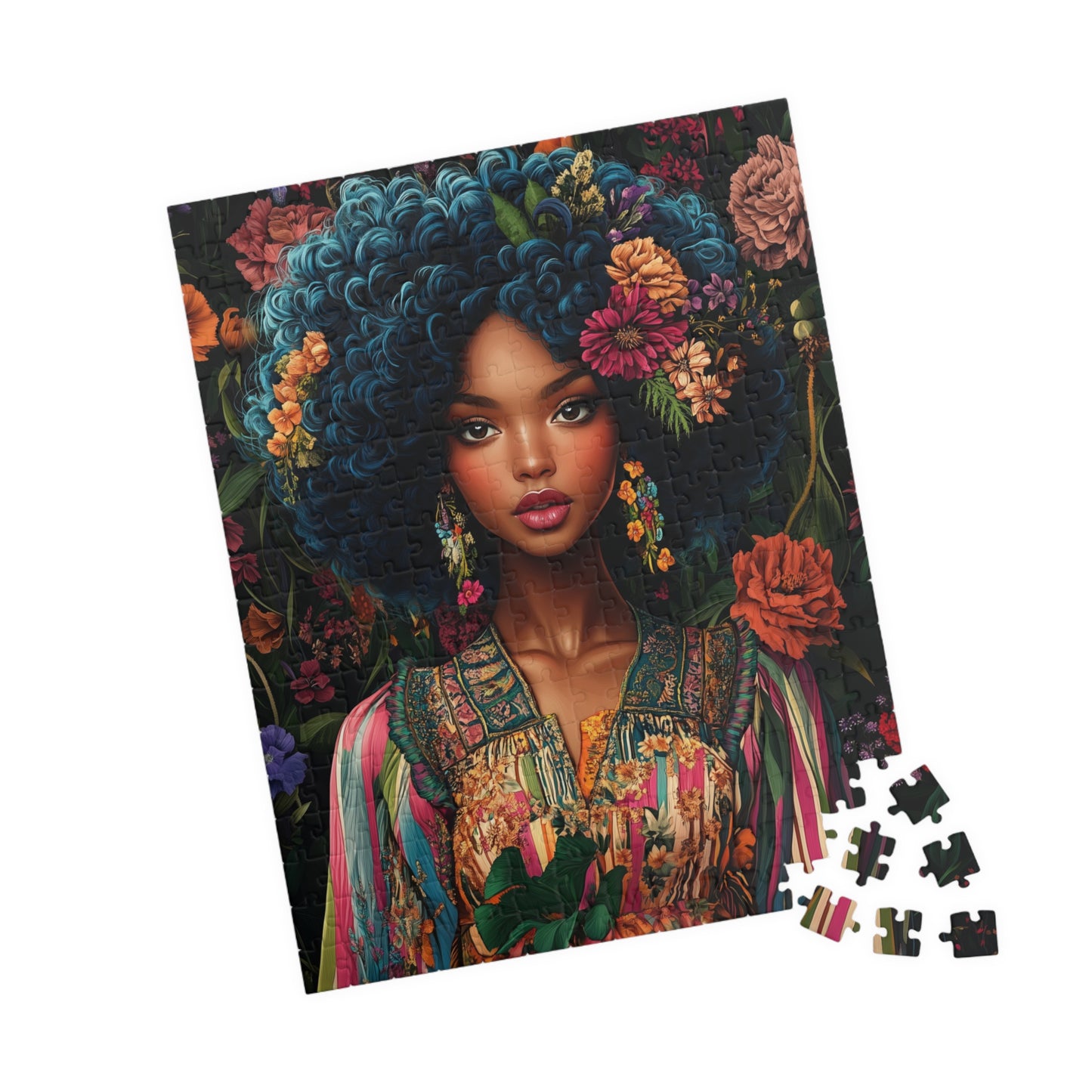 Afro Floral Portrait Puzzle | 110-1014 Piece Art Jigsaw
