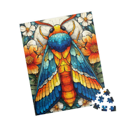 Colorful Moth Illustration Puzzle | 110-1014 Piece Stained Glass Style Jigsaw 252 pcs (Vertical) Puzzle The Puzzle Chest