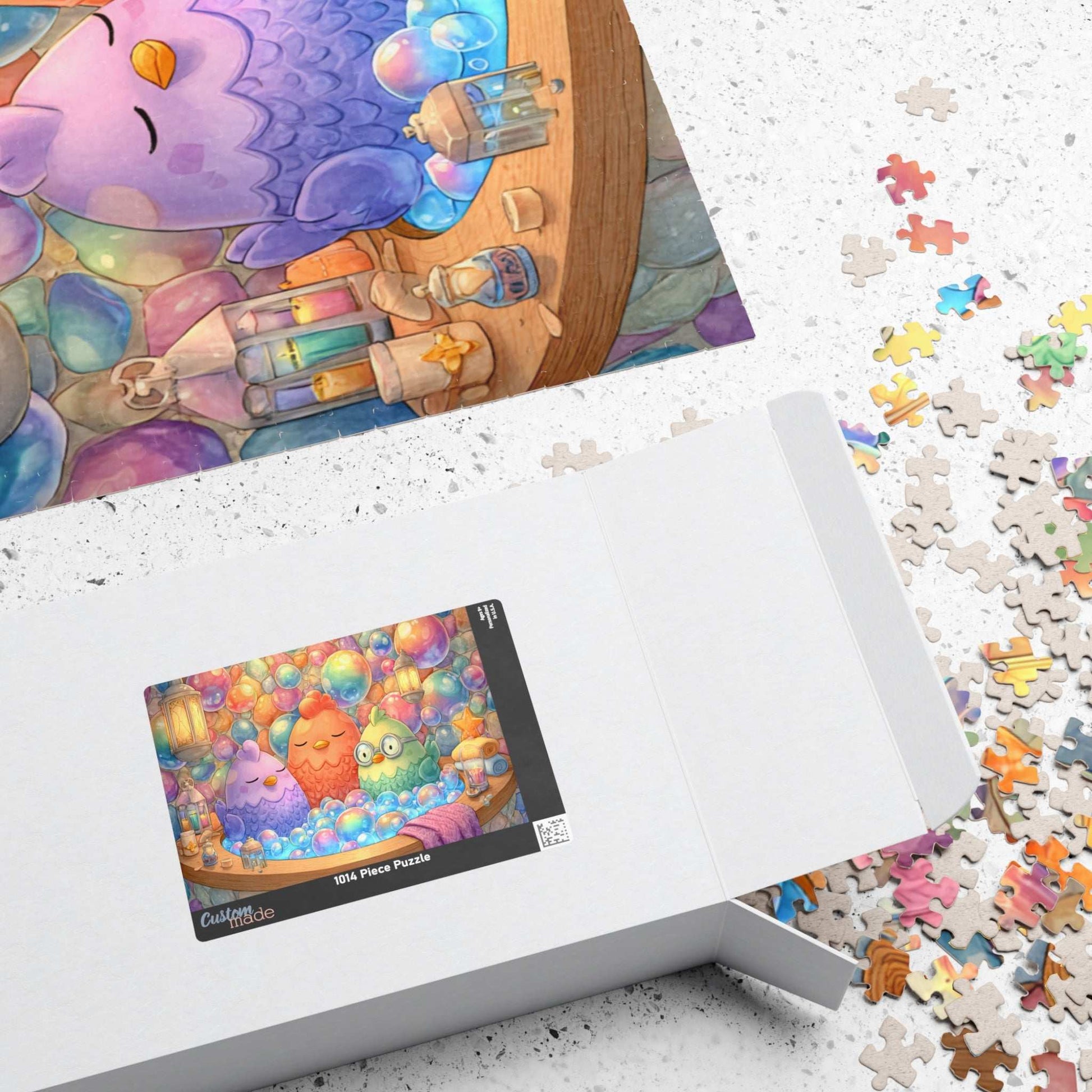 Pastel Bubble Chicken Puzzle – Whimsical Chickens in Rainbow Bubble Bath, Fairy-Tale Farm Animal Jigsaw Puzzle Puzzle The Puzzle Chest