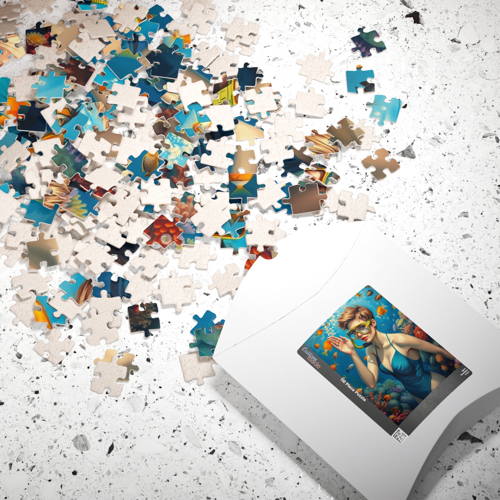 Jigsaw Puzzle (110, 252, 520, 1014-piece) - Fair-Skinned Woman Snorkeling in Vibrant Coral Reef, Ocean Lovers Gift, Relaxing Mindfulness Puzzle The Puzzle Chest