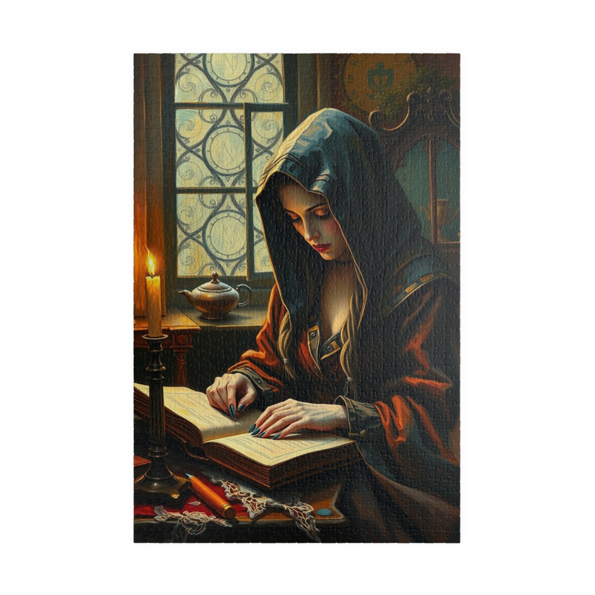 Mystical Gothic Art Puzzle, 110-1014 Piece Study Room Scene, Jigsaw Game for Relaxation, Ideal Gift for Puzzle Lovers, Entertaining Pastime 1014 pcs (Vertical) Puzzle The Puzzle Chest